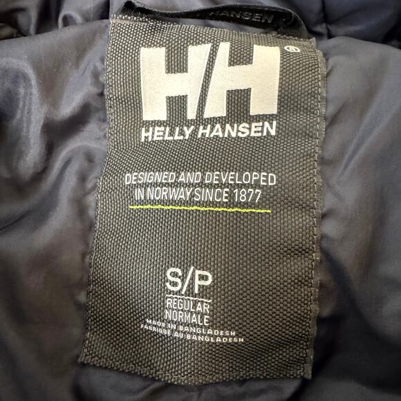 Helly Hansen Men's Size Small Navy Active Long Winter Parka Spell Out Puffer - Picture 8 of 16